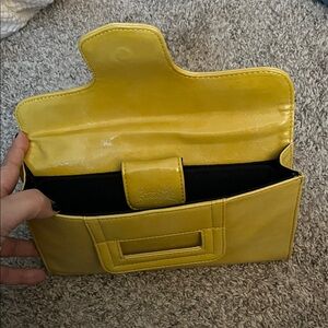 Chic Yellow Leather Wristlet